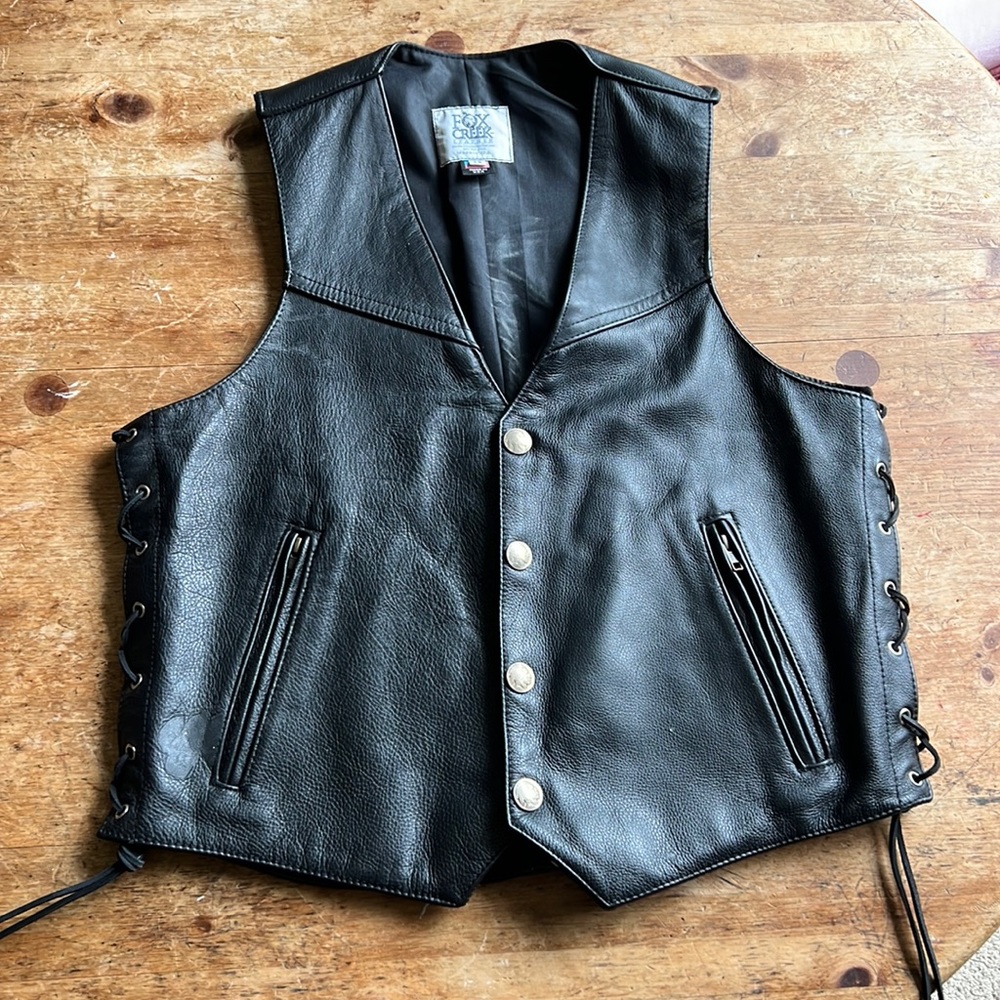Fox creek leather motorcycle vest